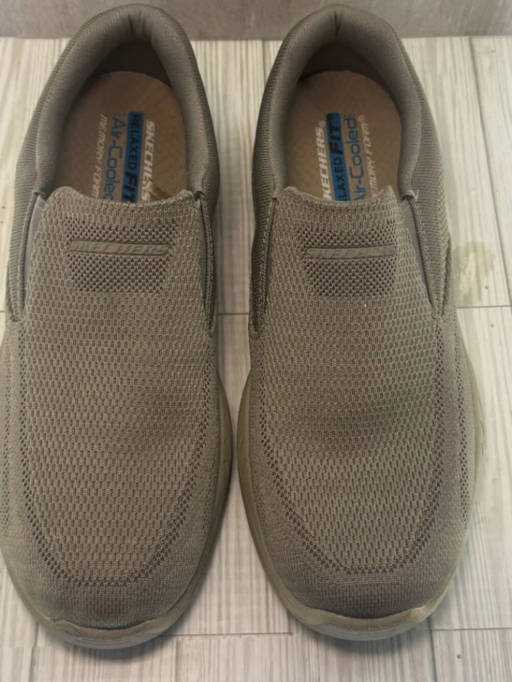 Skechers Relaxed Fit Air-Cooled Memory Foam Slip On Shoes Men's 14 Taupe 204849